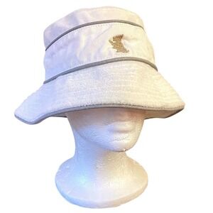 Juicy Couture‎ Terry Cloth Bucket Hat One Size White Y2K Retro Beach Sun Logo